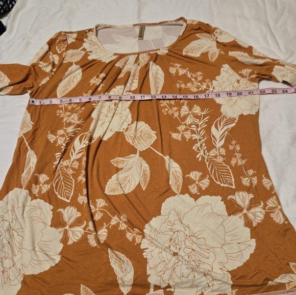 Anymeet Top Goldenrod And Cream Floral Size 2XL Longsleeve - Picture 5 of 6